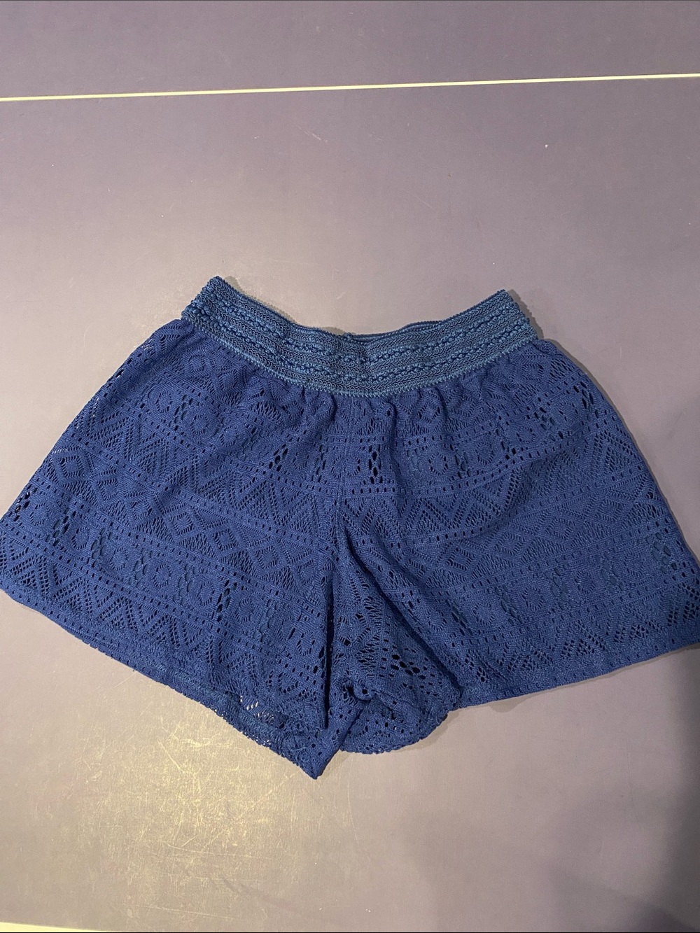 1989 Place Navy Crochet Lace Women's Shorts